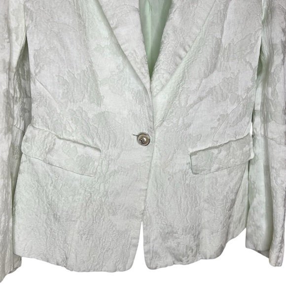 Zara Women’s Jacquard Floral Blazer with Notched Lapels Oyster White SZ S - Picture 6 of 7